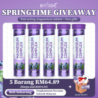 【Free Gift】BIYODE Magnesium Glycine Effervescent Set Kombo | Tidur Lena & Tenaga | Rasa Blueberry | 