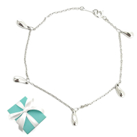 【Tiffany&amp;Co. 蒂芙尼】925純銀-五個淚滴造型吊飾手鍊(展示品)