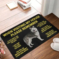 Siberian Husky Front Door Mat Anti-Slip Indoor Absorbent Alaskan Malamute Dog Doormat Floor Bath Entrance Rug Carpet