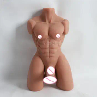 Super Realistic Half Body 3D Male Torso Sex Doll With Big Dildo Men Women Masturbation Sex Toy Long Penis Anal Plug Toy