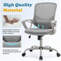 Home Office Desk Chair Swivel Mesh Task Seat With Ergonomic Mid-Back Computer Armchair
