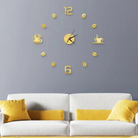 2D Small Size Wall Clock Sticker Frameless DIY Wall Clocks Acrylic Mirror Watch Kit Office Home Living Room Bedroom Decorations