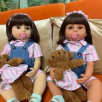 NPK 55 Cm Full Body Silikon Boneca BEBE Boneka Balita Gadis Putri Bayi Mandi Mainan Fleksibel Lembut Sentuhan Nyata Anak-anak 'S Hari Hadiah