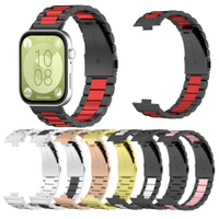 適用華為fit3手表三珠鋼帶huawei watch Fit 3不銹鋼金屬腕帶運動【宜家良品百貨】