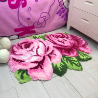 地毯玫瑰花形廠家直供 簡約地毯 2朵玫瑰花地毯地墊