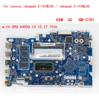 gs452/gs552/gs752 NM-C781 for Lenovo ideapad 3-15IML05 / ideapad 3-14IML05 laptop motherboard with CPU 6405U I3 I5 I7 RAM 4G