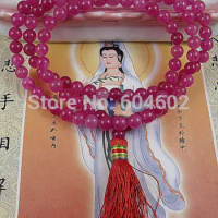 8mm Tibetan Buddhism 108 Rose Chalcedony Beads Mala Necklace