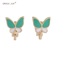 GRACE JUN 2018 New Arrival Drop Oil Cute Small Butterfly Clip on Earrings No Pierced Ears for Kids Girls' Party Charm Jewelry