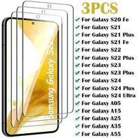 3PCS Protective Glass for Samsung Galaxy S24 S23 S22 S21 Plus S20 Fe Screen Protector for Samsung A15 A05S A25 A35 A55 glass