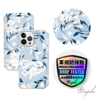 apbs iPhone 13 Pro Max / 13 Pro / 13 軍規防摔水晶彩鑽皮套-蝴蝶蘭