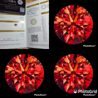 Batu Permata Moissanite Merah dengan Serty Gra - Dimensi Tertera di Memo