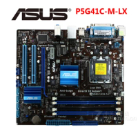 ASUS P5G41C-M LX Motherboard 1066MHz 2 x DDR2 DDR3 8GB LGA 775 G41 P5G41CM LX Desktop Mainboard Systemboard SATA II Plate Used