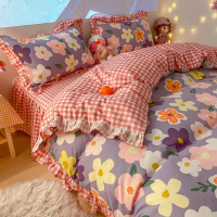 韓式風床上四件套夏天 冰絲床裙款被套床單ins北歐 少女心 公主風