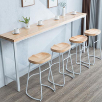 鐵藝實木吧台桌家用現代簡約靠牆窄桌子高腳桌奶茶店酒吧桌椅組合 交換禮物