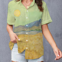 Summer Vacation Leisure Fashion Popular Short Sleeve Shirt Shopping Women's Shirt Clothes Steppe 3d Digital Printing Shirts
