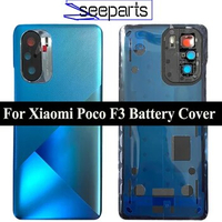 For Xiaomi Poco F3 Battery Cover Rear Door Back Housing Case Middle Chassis Replacement For Xiaomi Poco F3 Back Cover With Lens