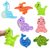 Rodent Exterminator Bubble Fun Keychain Set Epoxy Pendant Dinosaur Stress Relief Toy Click Sound Dec