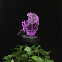 Rose Cup Figure 3d LED Table Night Light Outdoor Solar Power ArylicLamp for Yard Garden Lawn Holiday Valentine's Day Marry Gift