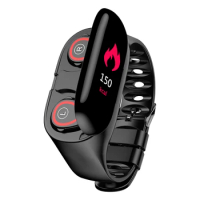 Newest sport bracelet with earbuds waterproof Blood Pressure Heart Rate monitor Pedometer dual earphones smart watch