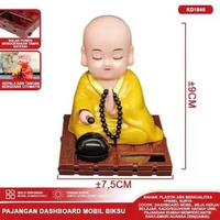 Pajangan Dashboard Mobil Dewa Uang Rejeki/Budha/Ganesha/Kwan Im-Hiasan Solar Power Premium BIKSU KUN