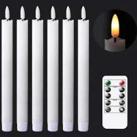 300pcs Flickering Light Christmas LED Candles With Remote Control,10 inch Long Battery Operated Warm White Decorative Candles