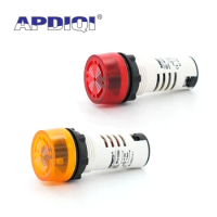 1Pcs AD16-22SM 12V 24V 110V 220V 380V 22mm Flash Signal Light Red LED Active Buzzer Beep Hazard Alarm Indicator Long Sound Small