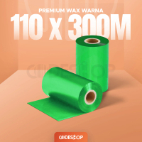Tinta Printer Barcode Ribbon 110x300 Meter Ribon Warna Hijau Premium Wax 110 x 300 M Pita Cartridge