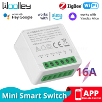 16A 10A Zigbee Wifi Smart Switch 2-way Control Mini Wifi Relay Smart Home Appliance Automation Breaker Alexa Alice Google Home