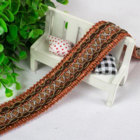 14Meters 3cm Wide Gold Beige Wine Red Line Fabric Centipede Lace Trim Clothing Textiles Curved Edge Sofa Pillow Sew Webbing