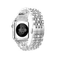 Apple Watch 不鏽鋼七珠蝶扣錶帶-贈拆錶器(銀-40mm)