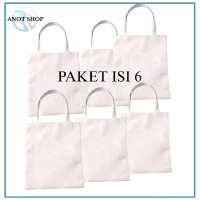 [ PAKET ISI 6+FREE POUCH ] TAS TOTEBAG KAIN BLACU TEBAL PUTIH POLOS UNTUK ECOPRINT | SABLON