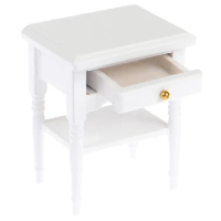 Doll House Bedside Cupboard Dolls Mini Furniture Modern Night Table 1:12 Scale Dollhouse Wooden Miniature