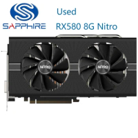 SAPPHIRE RX580 8G Nitro Video Cards 2304SP 256Bit GDDR5 Graphics Cards for AMD RX 500 RX 580 8GB Nitro+ DP HDMI DVI 2304SP Used