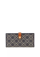 TORY BURCH TORY BURCH - Canvas wallet with all-over logo - Blue