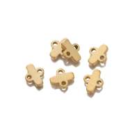 10Pcs Stainless Steel Tag Connector Gold Plated Corss Link With 2 Holes Necklace Bracelet Clasp Bails for Chain Jewelry Earring
