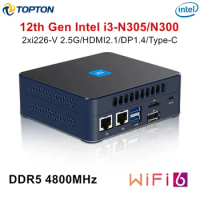 Topton M9S 12th Gen Mini PC Intel i3 N305 N300 N200 DDR5 PCIE3.0x4 2xi226-V 2.5G Firewall Router Office PC Windows 11 NUC WiFi6