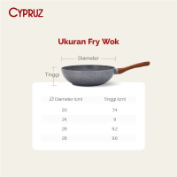 Cypruz Wajan Penggorengan Fry Wok 28 cm Marble Series