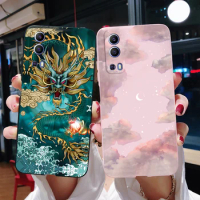 For vivo Y72 5G Case Vivo Y52 5G Phone Case vivo Y72 Y52 Luxury Dragon Pattern Funda ShockProof Sili