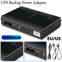UPS Backup Power Adapter 10400mAh Large Capacity Mini Portable UPS Router Uninterruptible Power Supply 5V 9V 12V for WiFi Router