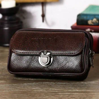 Genuine Cow Leather Men Wallets Zipper Coin Purse Running Sport Moneybags Card Holder Casual Mens Wallet Fanny Pack Purses Bag