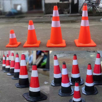 反光警示貼     pvc路錐反光錐路障錐雪糕筒錐形桶隔離警示柱地樁施工道路安全錐