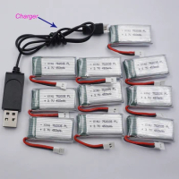 10PCS 3.7V 450 mAh 25C Rechargeable Polymer Lipo Li Battery 752035 XH2.54 Connector For DFD F182 F183 H8C RC Quadcopter Drone