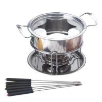 10-Piece Set Stainless Steel Cheese Ice Cream Chocolate Chocolate Melting Pot Fondue Set Kitchen Accessories for Home Buffet