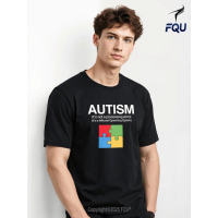 FQU Autism Patterned Printed Men's T-shirt Elastic Fit Unisex for Halloween and Christmas Men's T-Sh
