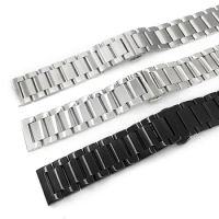 Black Silver Watch Strap 22 mm For Seiko SKX007 009 Folding Buckle Stainless Steel Strap With Tools Watch Parts