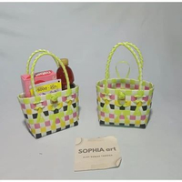 TAS ANYAMAN SOUVENIR PLASTIK HAND BAG HAMPERS KERANJANG ANYAM RINJING HAJATAN BELANJA UNIK AESTHETIC