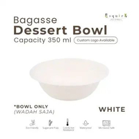 (25 PCS) Bagasse Dessert Snack Bowl 350 ML BG350 White (BOWL)