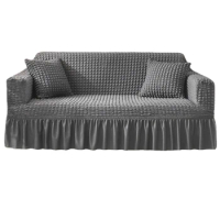 Sofa Cover Sofa Seersucker Textured Sofa Protector With Pleated Skirt For L-Shape U-Shape &amp; Sectional Sofa