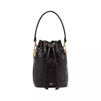 Fendi Mini Mon Tresor FF Motif Bucket Bag Leather Black