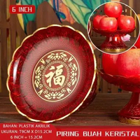 Piring Buah Sembahyang Kristal Pakai Kaki Altar Buddha Aesthetic Piring Hidangan Crystal Plastik 2PC